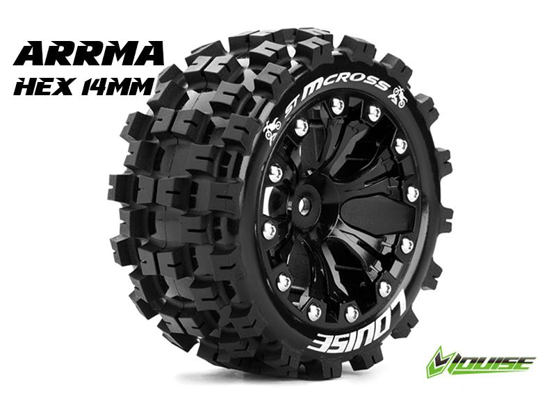 Louise ST-MCROSS Banden Set - 2.8" Velgen Zwart - Hex 14mm (electro 4WD: FR/RR)