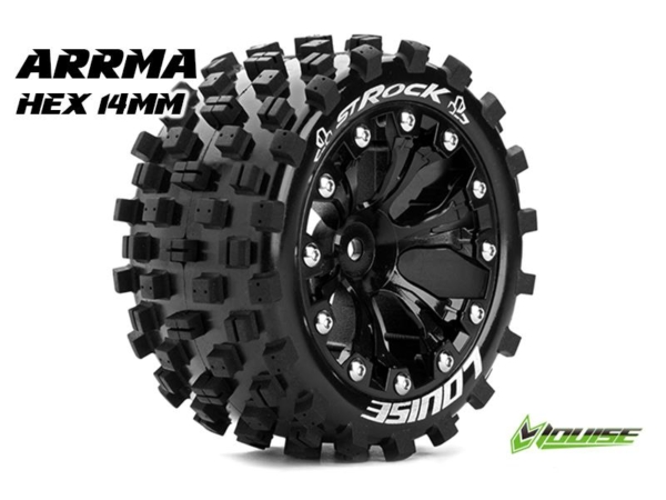 Louise ST-ROCK Banden Set - 2.8" Velgen Zwart - Hex 14mm (electro 4WD: FR/RR)