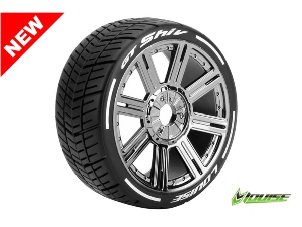 Louise GT-SHIV - MFT Soft banden op black chrome spaakvelgen voor 1/8 buggy