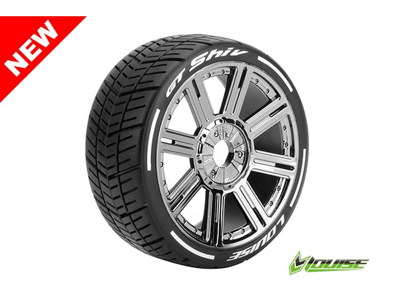 Louise GT-SHIV - MFT Super Soft banden op black chrome spaakvelgen voor 1/8 buggy
