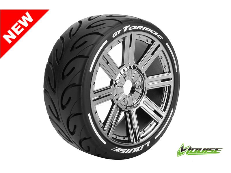 Louise GT-TARMAC - MFT Soft banden op black chrome spaakvelgen voor 1/8 buggy