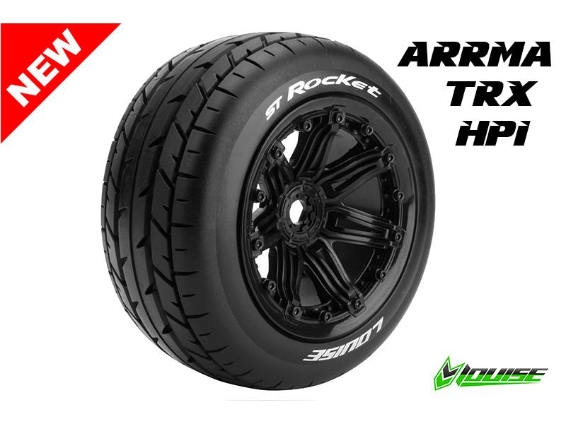 Louise ST-ROCKET Soft banden op zwarte velgen voor 1/8 Stadium Truck - 0 offset