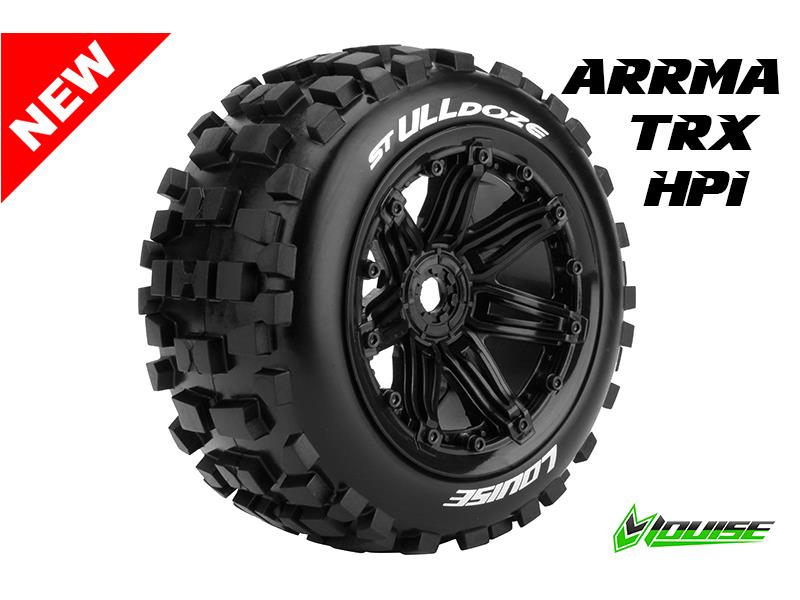 Louise ST-ULLDOZE Soft banden op zwarte velgen voor 1/8 Stadium Truck - 0 offset