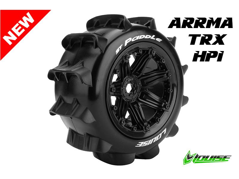 Louise ST-PADDLE Soft banden op zwarte velgen voor 1/8 Stadium Truck - 0 offset