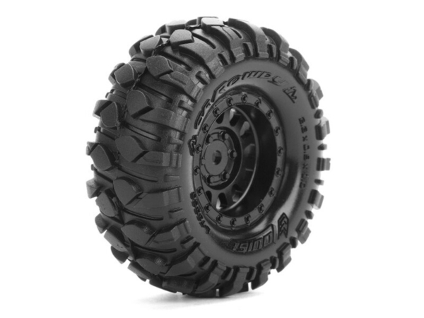 Louise CR Rowdy 1/18 & 1/24 Scale 1.0 Crawler Tire Super Soft / Black Rim - Hex 7mm