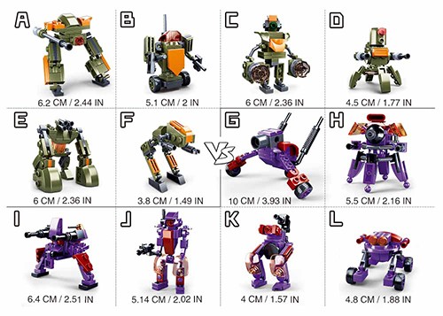 Sluban 12 in 2 Groene en Paarse Robot (complete set)