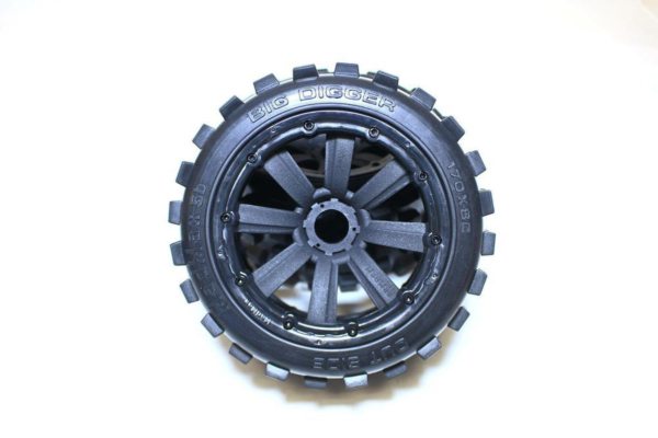 Set achterwielen "Big Digger" compleet met 8-Spaaks velgen zwart - Baja