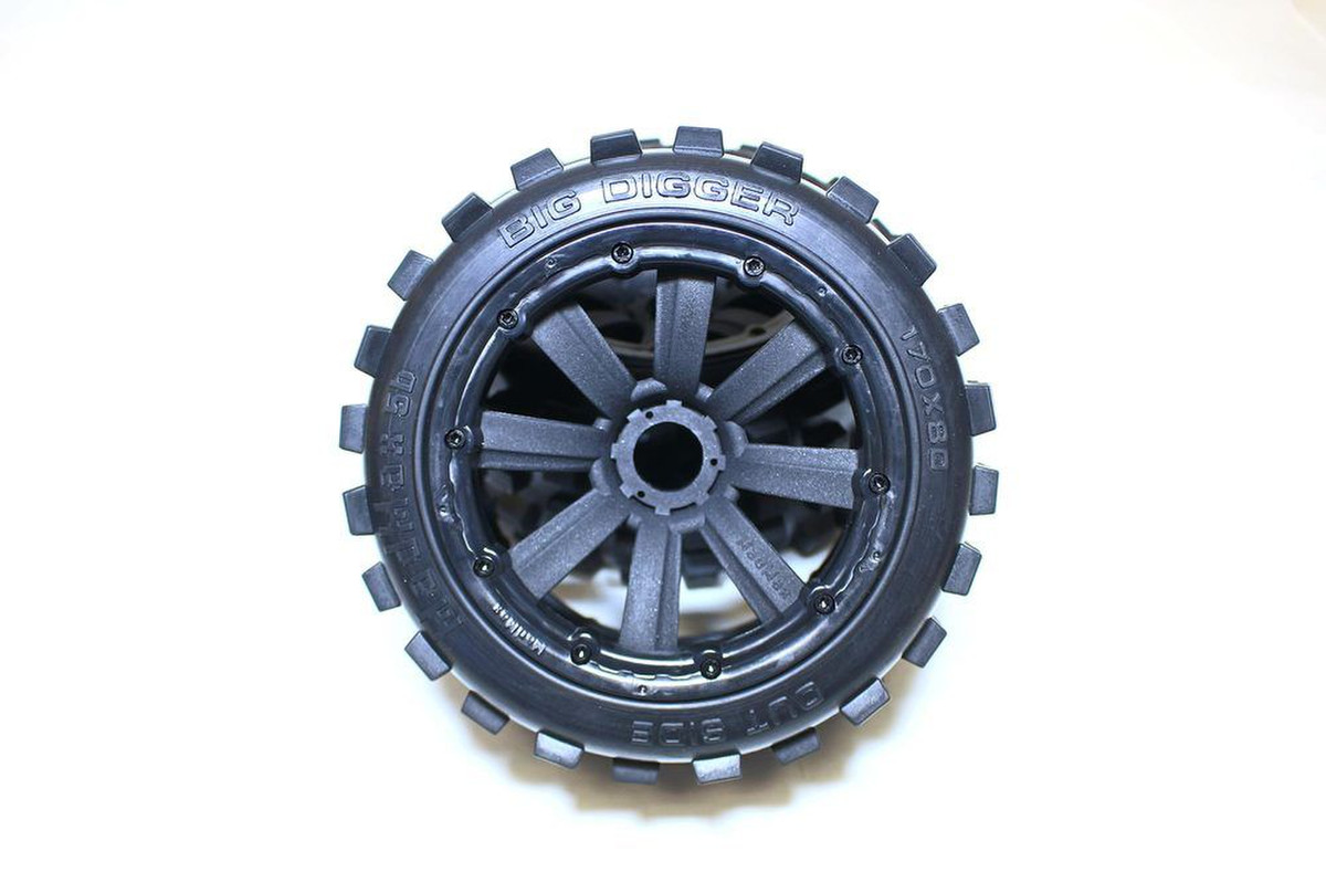 Set achterwielen "Big Digger" compleet met 8-Spaaks velgen zwart - Baja