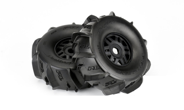 Proline Dumont Paddle Sand/Snow Banden Op zwarte Raid velgen Voor Oa. Arrma Mojave
