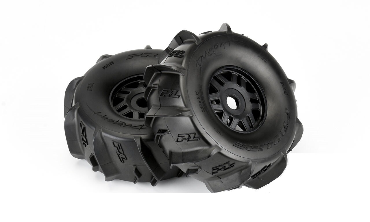 Proline Dumont Paddle Sand/Snow Banden Op zwarte Raid velgen Voor Oa. Arrma Mojave