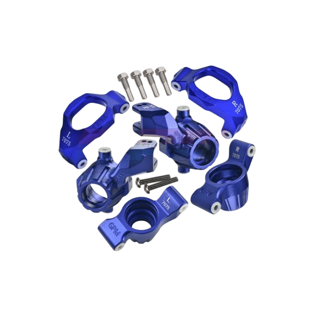 Aluminium 7075 Front C-Hubs Front + Rear Knuckle Arms, Blauw - Traxxas Maxx