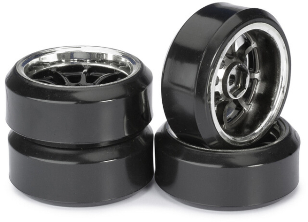 Absima drift banden op 9-Spaaks velgen Type C - Zwart/Chrome