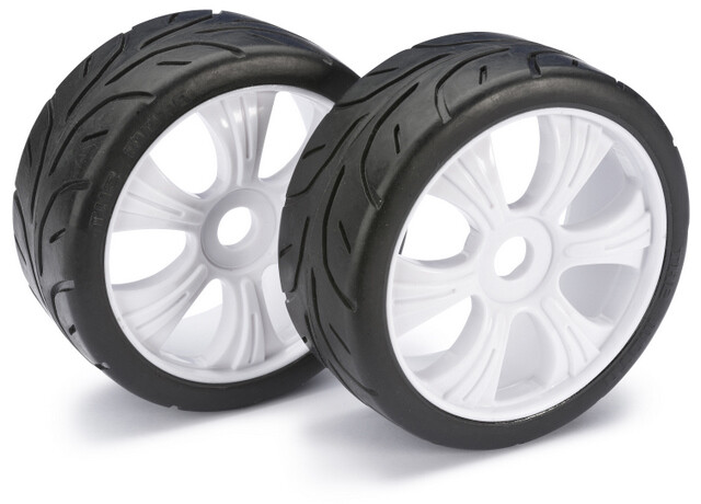 Absima onroad banden op 6 spaaks velgen voor 1/8 buggy - Wit