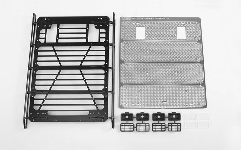 RC4WD Command Roof Rack w/ Diamond Plate & 4x Square Lights for Traxxas TRX-4 Mercedes-Benz G-500 (Style A) (VVV-C1000)