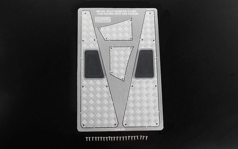 RC4WD Steel Front Side Hood Diamond Plates for RC4WD Gelande II 2015 Land Rover Defender D90 (Pick-up/SUV) (VVV-C1085)