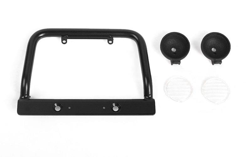 RC4WD Steel Push Bar Front Bumper W/ Clear Flood Lights for RC4WD Gelande II 2015 Land Rover Defender D90 (VVV-C1121)