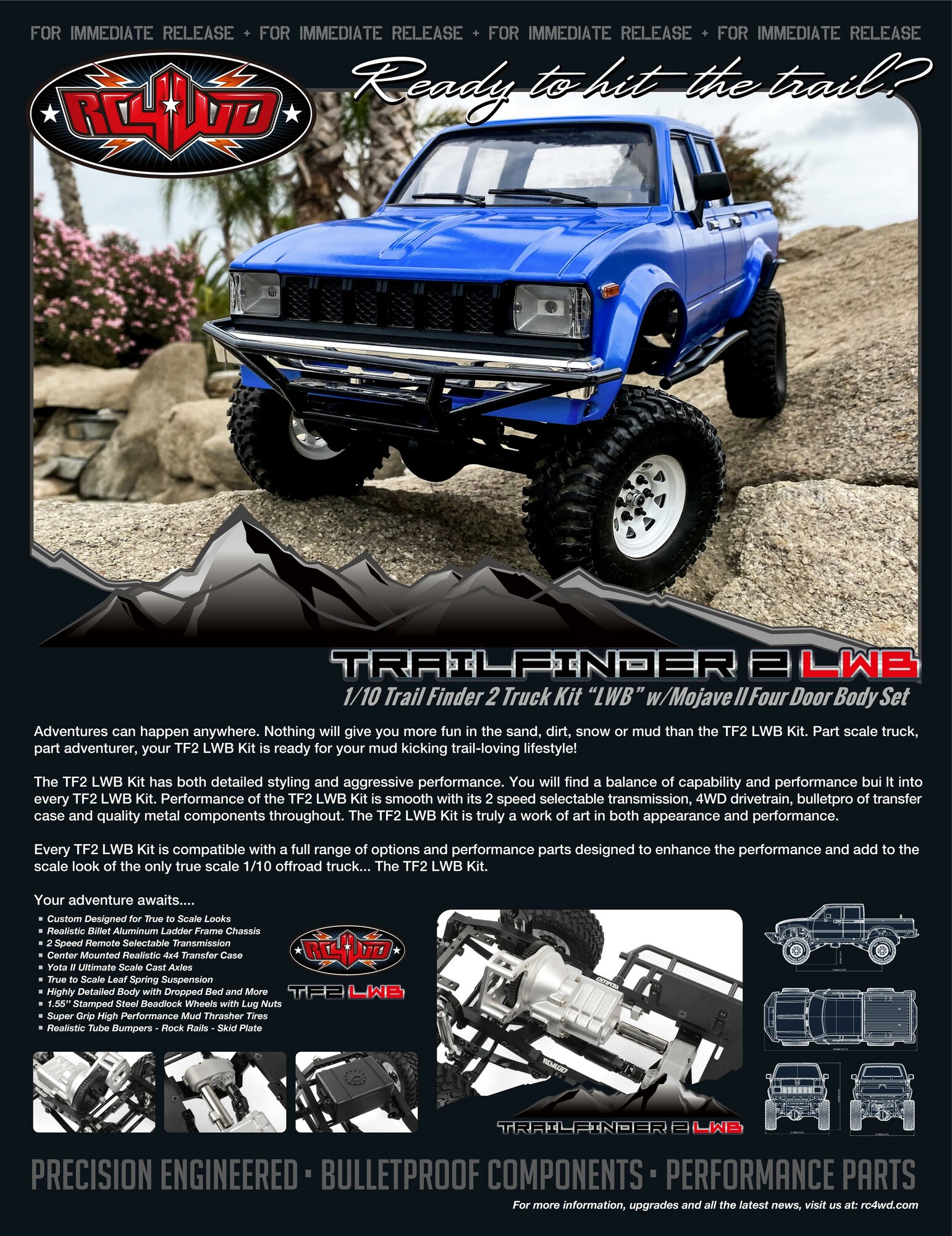 RC4WD Trail Finder 2 Truck Kit LWB w/ Mojave II Four Door Body Set (Z-K0058)
