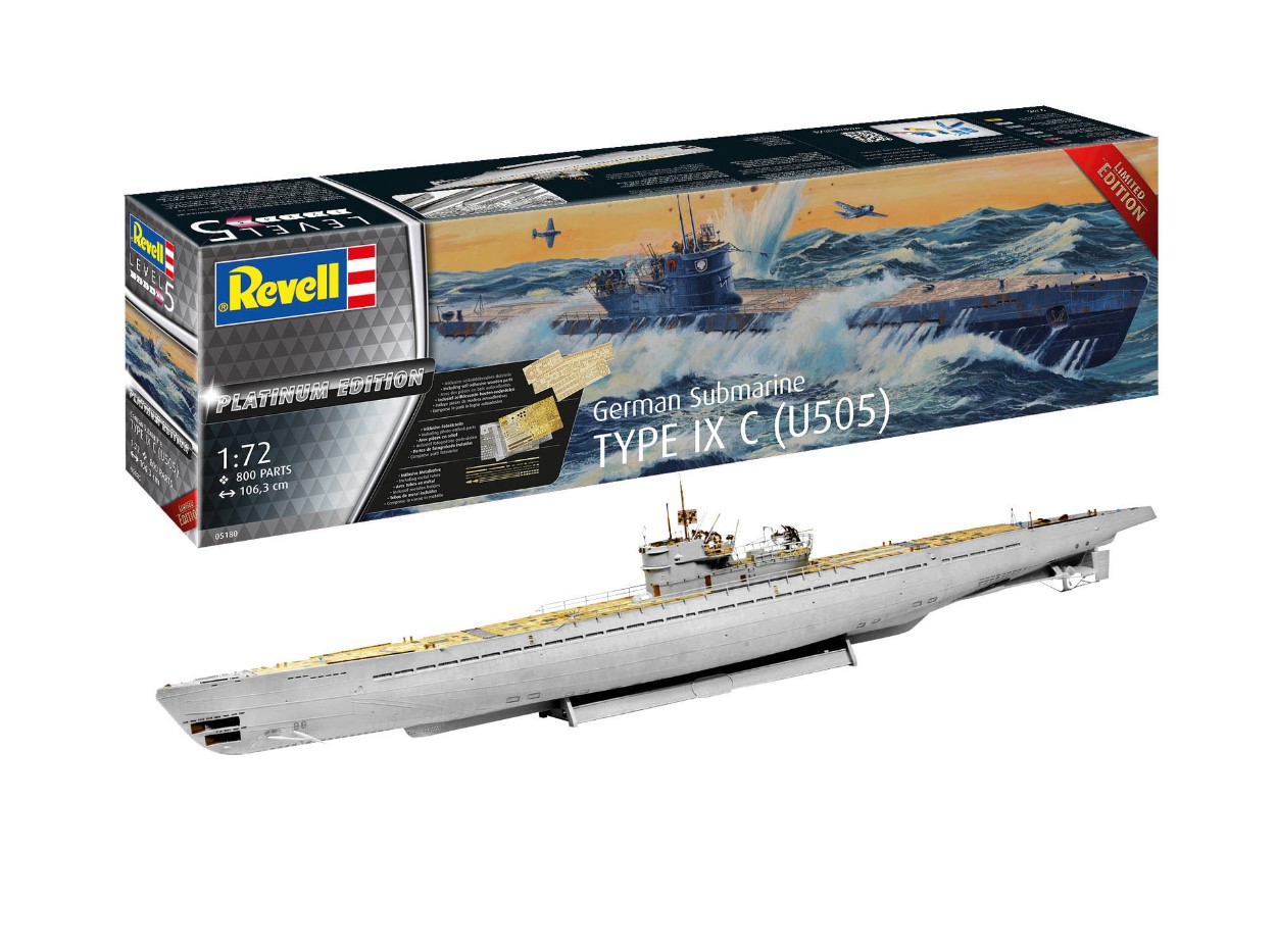 Revell 1/72 German Submarine Type IX C(U505) Platinum Edition