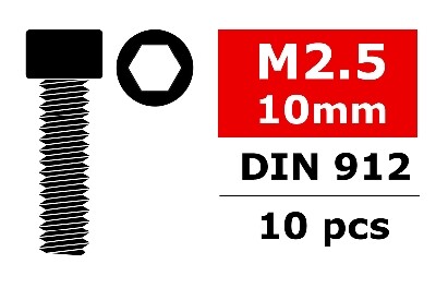 Team Corally - Staal schroeven M2.5 x 10mm - Cilinderkop binnenzeskant - 10 st (C-30032)