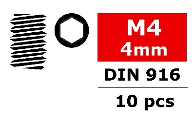 Team Corally - Staal stelschroeven M4 x 4mm - Binnenzeskant - 10 st (C-30160)