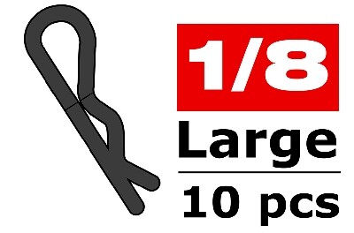 Team Corally - Carrosserie clipsen - 45° gebogen - Groot - Zwart - 10 st (C-35122)