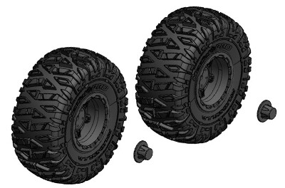 Team Corally - Tire and Rim Set - Truck - Black Rims - 1 Pair (C-00250-092-B)