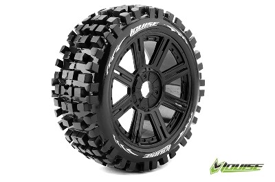 Louise B-ULLDOZE banden op zwarte spaak velgen voor 1/8 buggy