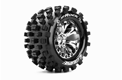 Louise MT-Rock Banden Set - 2.8" Velgen Chrome - Hex 12mm (electro 2WD: RR)