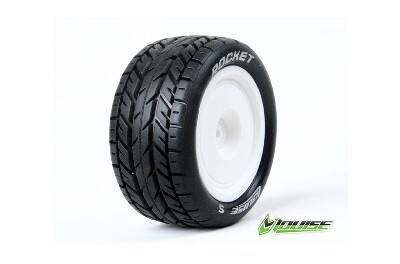 Louise E-ROCKET Banden Set - Soft - Velgen Wit - Hex 12mm - 4WD Achter