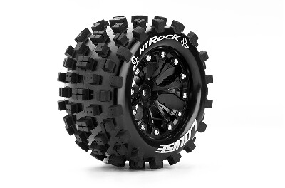 Louise MT-Rock Banden Set - 2.8" Velgen Zwart - Hex 12mm (electro 2WD: RR)