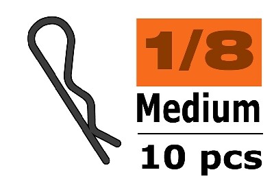 Body clips voor 1/8, rood, medium, 45 graden gebogen (10 stuks)