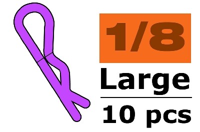 Body clips voor 1/8, paars, large, 45 graden gebogen (10 stuks)