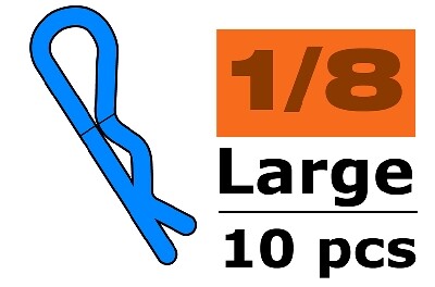 Body clips voor 1/8, rood, large, 45 graden gebogen (10 stuks)