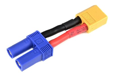 Conversie kabel XT60 man > EC5 vrouw met silicone kabel 12AWG