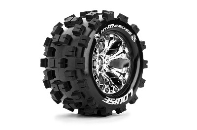 Louise MT-Mcross Banden Set - 2.8" Velgen Chrome - Hex 12mm (electro 2WD: RR)