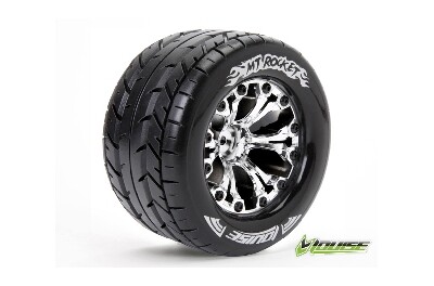 Louise MT-Rocket Banden Set - 2.8" Velgen Chrome - 1/2" Offset - Hex 12mm (electro 2WD: FR, electro 4x4: FR/RR, nitro 2WD RR)