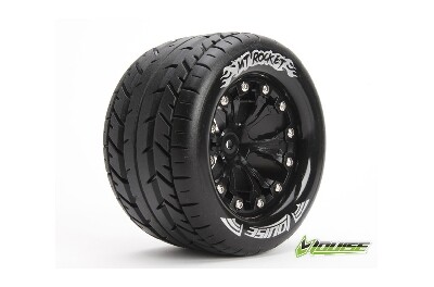 Louise MT-Rocket Banden Set - 2.8" Velgen Zwart - Hex 12mm (electro 2WD: RR)