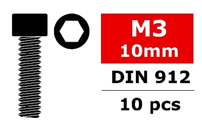 Team Corally - Staal schroeven M3 x 10mm - Cilinderkop binnenzeskant - 10 st (C-30002)
