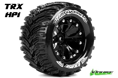 Louise MT-Cyclone Banden Set - 2.8" Velgen Zwart - 1/2" Offset - Hex 12mm (electro 2WD: FR, electro 4x4: FR/RR, nitro 2WD RR)