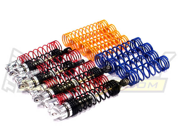 Integy XSR2 HeavyDuty Piggyback Shock Set w/ Ti-Nitride Shaft, Zilver - Traxxas Slash, Rustler, Stampede