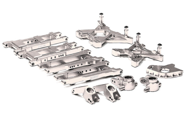 Integy Billet Machined Suspension Set, Silver - Traxxas Stampede 4x4/Slash 4x4