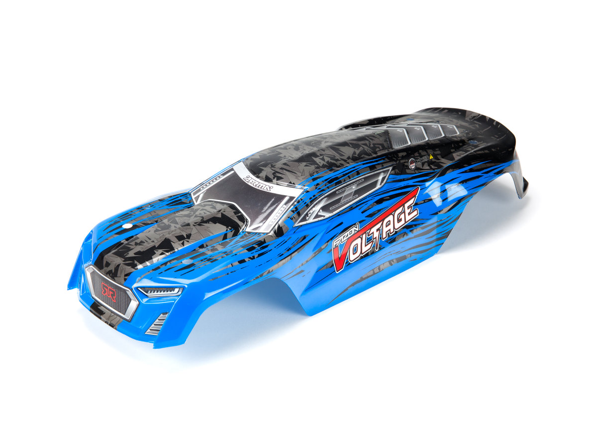 Gespoten body blauw/zwart voor oa. Arrma Fazon Voltage