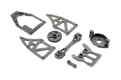 Ishima - Servo Top Plate + Motor Holder +Rear Shock Tower + Side Plates B +Servo Arm + Spur Gear 51T (ISH-010-002)