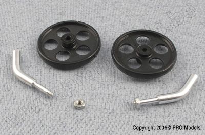 Wielassen gebogen voor 2mm carbon staven incl. wielen (2st)