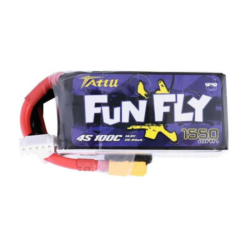 GensAce Tattu FunFly Lipo 100c 14,8 volt 1550mah met XT60 Stekker