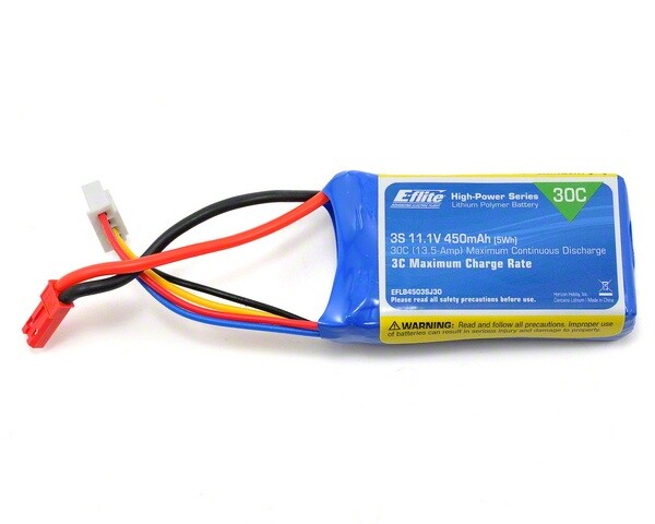 E-Flite Lipo 30c 11,1 volt 450mah met JST Stekker