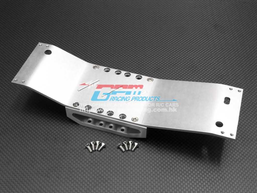 Alloy chassis lower brace + armor centre skid with screws - Blauw