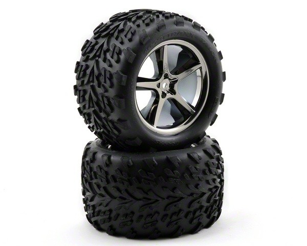 Tires & wheels, assembled, glued (gemini black chrome wheels, talon tires, foam inserts) (2)