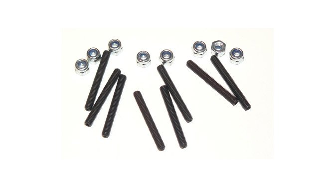Set (grub) screws, 3x25mm (8)/ 3mm nylon locknuts (8)