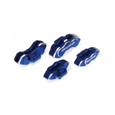Brake calipers, 6061-T6 aluminum (blue-anodized), front (2)/ rear (2) (TRX-8367X)